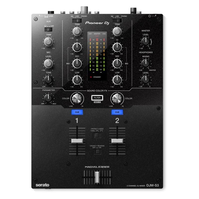 PIONEER DJMS3 MIXER DJ 2 CANALI + CANALE MICROFONO PER SERATO DJ