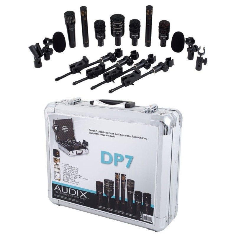 AUDIX DP7 DRUMSET KIT DI 7 MICROFONI PER BATTERIA + VALIGIA IN ALLUMINIO D6 D4 D2 I5 ADX51 DVICE CLAMPS