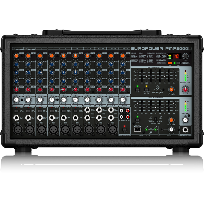 BEHRINGER PMP2000D MIXER AMPLIFICATO CON EFFETTI DIGITALI 14 CANALI 2000 WATT