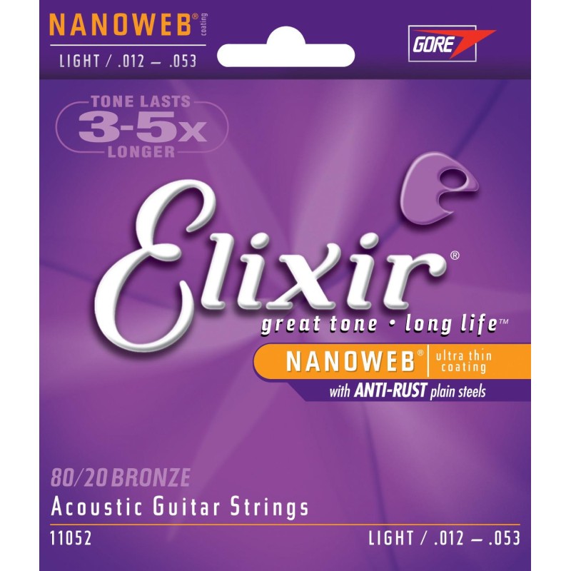 ELIXIR 11052 NANOWEB LIGHT MUTA PER CHITARRA ACUSTICA 012-053 80/20 BRONZE