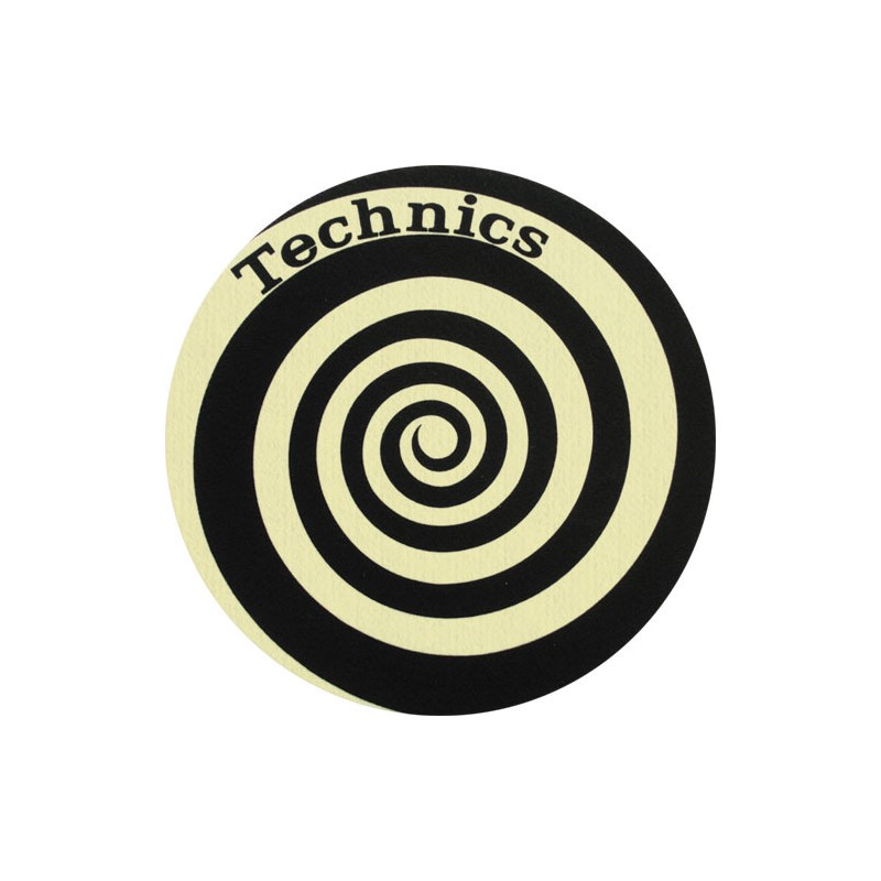 TECHNICS SLIPMATS TAPPETINI GIRADISCHI COLORE A SPIRALE GIALLO - SPIRAL GLOW YELLOW COPPIA TAPPETINI