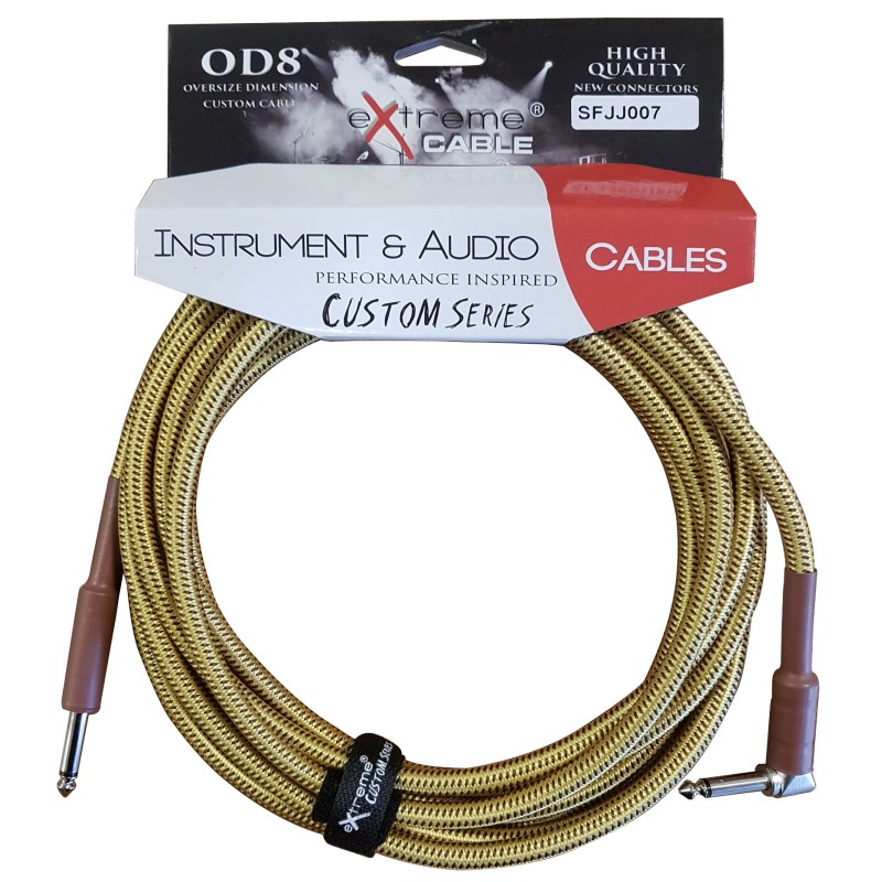 EXTREME SFJJ007/3M CAVO AUDIO JACK DRITTO-ANGOLO COTONATO BEIGE OD8 SERIE CUSTOM PER STRUMENTI LIVE STUDIO 3 METRI