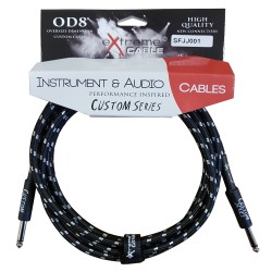 EXTREME SFJJ001/3M CAVO AUDIO JACK DRITTO COTONATO NERO OD8 SERIE CUSTOM PER STRUMENTI LIVE STUDIO 3 METRI