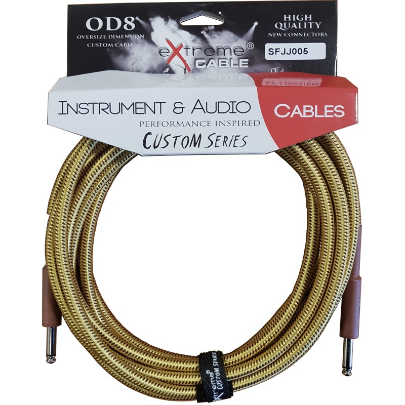 EXTREME SFJJ005/3M CAVO AUDIO JACK DRITTO COTONATO BEIGE OD8 SERIE CUSTOM PER STRUMENTI LIVE STUDIO 3 METRI