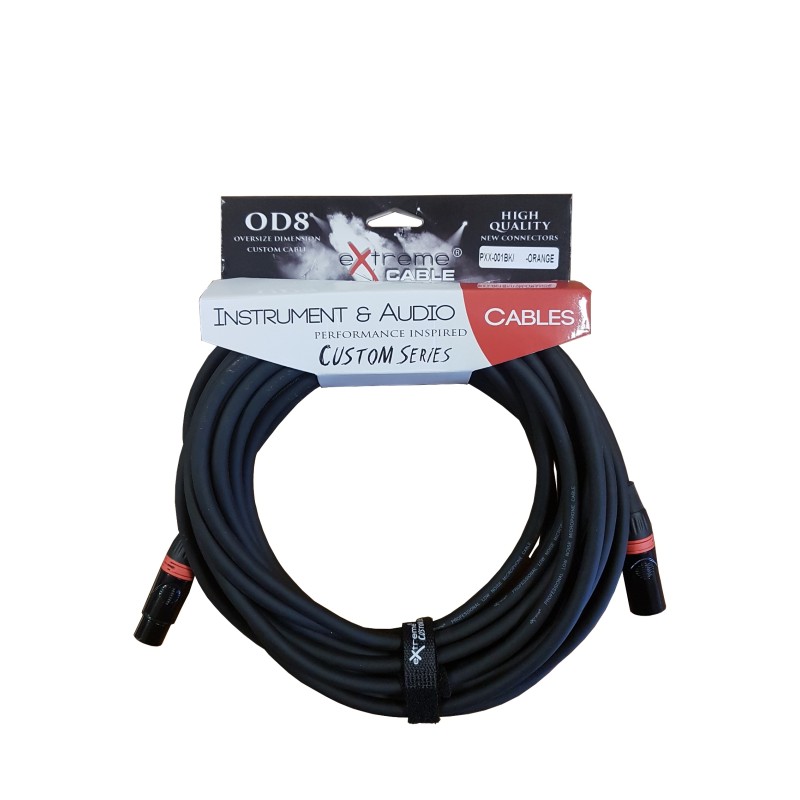 EXTREME PXX-001BK/5M-ORANGE CAVO MICROFONICO BILANCIATO XLR-XLR OD8 SERIE CUSTOM PER LIVE STUDIO 5 METRI ANELLI CONNETTORI ARANC