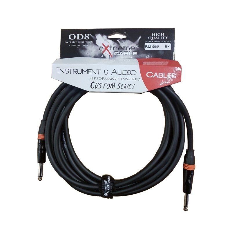 EXTREME PJJ-004/5M-BK OR CAVO AUDIO JACK PER STRUMENTI OD8 SERIE CUSTOM PER LIVE STUDIO 5 METRI ANELLI CONNETTORI ARANCIONI
