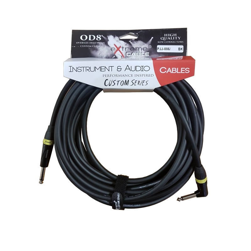 EXTREME PJJ-006/10M-BK YW CAVO AUDIO JACK PER STRUMENTI OD8 SERIE CUSTOM PER LIVE STUDIO 10 METRI ANELLI CONNETTORI GIALLI