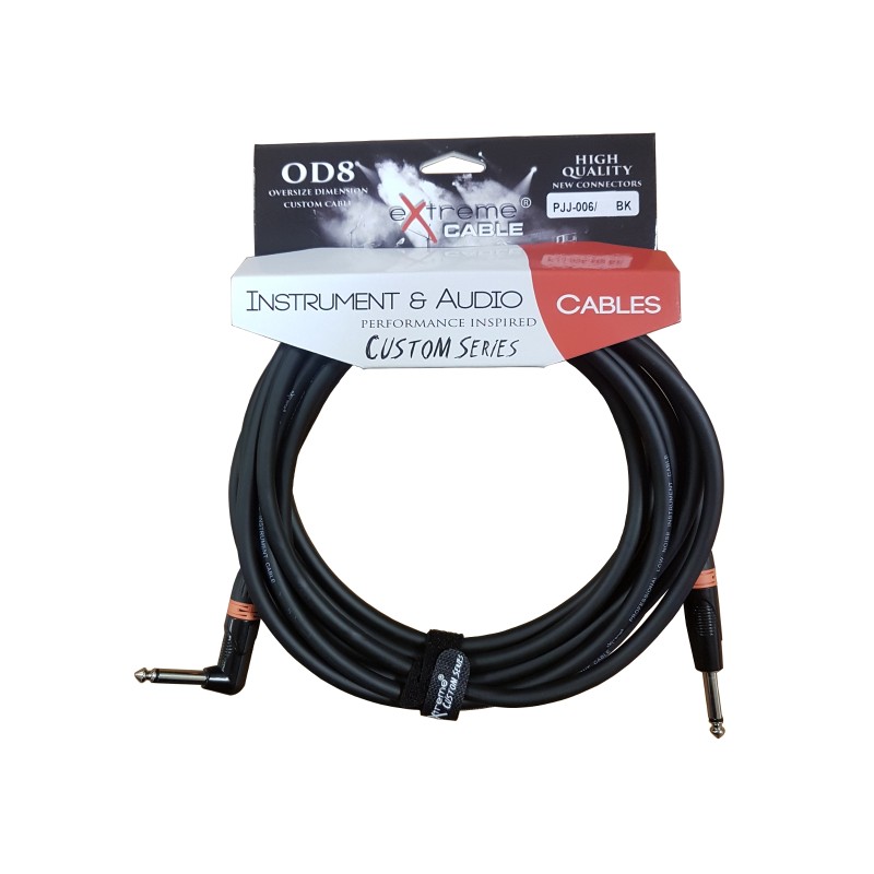 EXTREME PJJ-006/5M-BK OR CAVO AUDIO JACK PER STRUMENTI OD8 SERIE CUSTOM PER LIVE STUDIO 5 METRI ANELLI CONNETTORI ARANCIONI