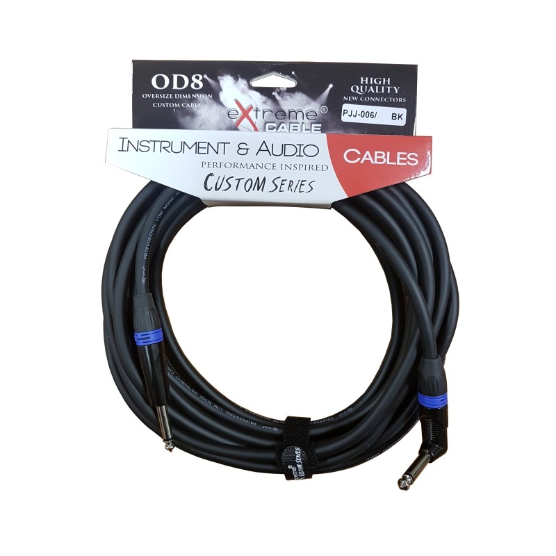 EXTREME PJJ-006/8M-BK BL CAVO AUDIO JACK PER STRUMENTI OD8 SERIE CUSTOM PER LIVE STUDIO 8 METRI ANELLI CONNETTORI BLU