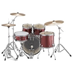 YAMAHA RYDEEN STUDIO BURGUNDY GLITTER BATTERIA ACUSTICA ROSSA CON HARDWARE + PIATTI PAISTE 101 COLORE ROSSO GLITTER