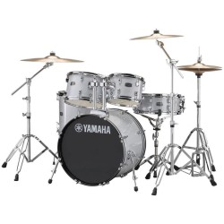 YAMAHA RYDEEN STUDIO SLV SILVER GLITTER BATTERIA ACUSTICA ARGENTATA CON HARDWARE + PIATTI PAISTE 101 COLORE ARGENTO