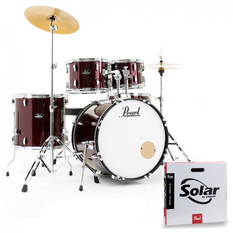 PEARL ROADSHOW RS525SC/C91 RED WINE BATTERIA ACUSTICA 5 PEZZI CON PIATTI SABIAN E SGABELLO