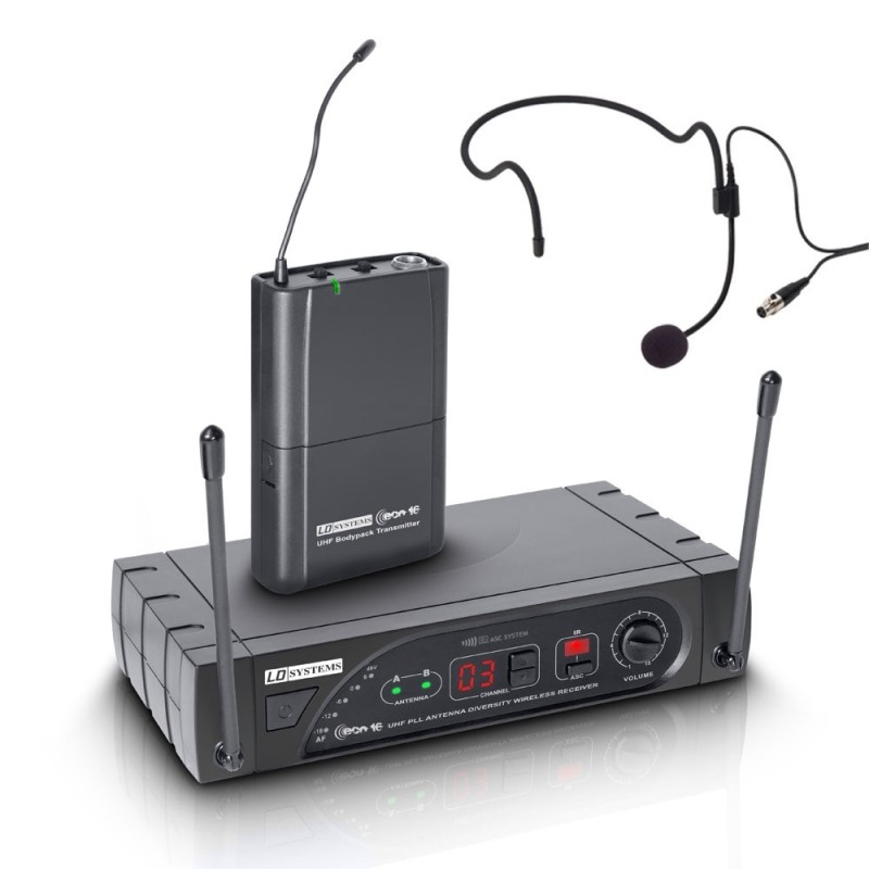 LD SYSTEMS ECO 16 BPH B 6 SISTEMA WIRELESS RADIOMICROFONO HEADSET AD ARCHETTO UHF 16 CANALI PLL