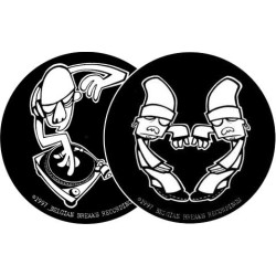 TECHNICS SLIPMATS TAPPETINI GIRADISCHI LOGO BASE BIN TWINS - BIANCO E NERO COPPIA TAPPETINI