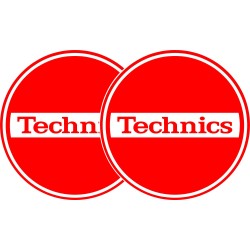 TECHNICS SLIPMATS TAPPETINI GIRADISCHI LOGO TECHNICS BREAK - ROSSO E BIANCO COPPIA TAPPETINI