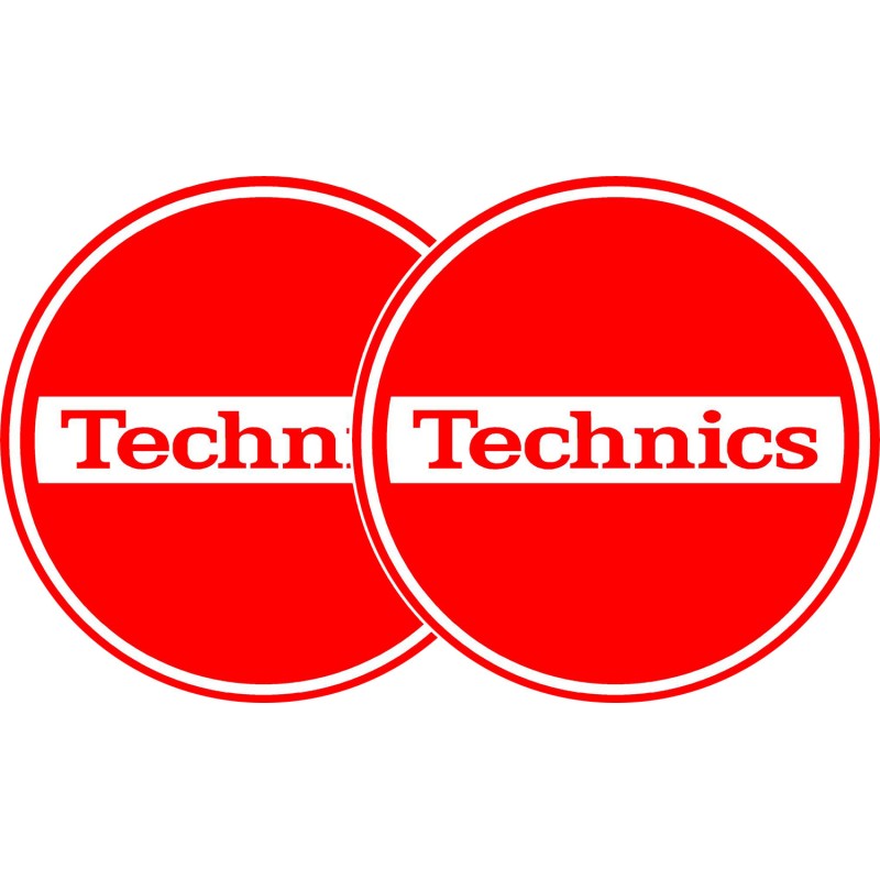 TECHNICS SLIPMATS TAPPETINI GIRADISCHI LOGO TECHNICS BREAK - ROSSO E BIANCO COPPIA TAPPETINI