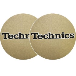 TECHNICS SLIPMATS TAPPETINI GIRADISCHI LOGO TECHNICS GOLD - ORO E NERO COPPIA TAPPETINI