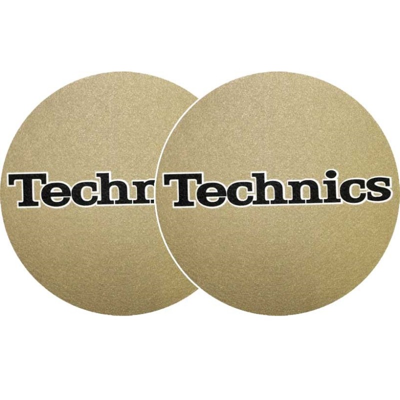 TECHNICS SLIPMATS TAPPETINI GIRADISCHI LOGO TECHNICS GOLD - ORO E NERO COPPIA TAPPETINI