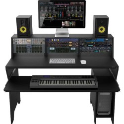 ZOMO STUDIO DESK MILANO SCRIVANIA DA STUDIO CON 3 SCOMPARTI LAPTOP DA 4 UNITA' RACK 19" IN LEGNO COLORE NOCE