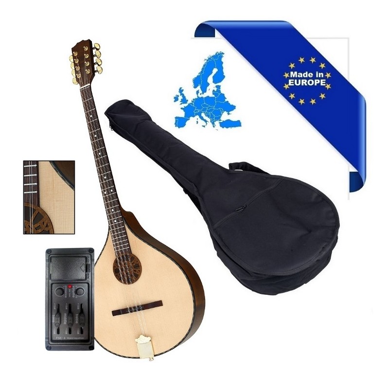 HORA BOUZOUKI CONCERT IRLANDESE AMPLIFICATO ARTEC TOP ABETE MASSELLO FONDO FASCE ACERO MASSELLO BINDING ROSETTA INTARSIATI MANIC