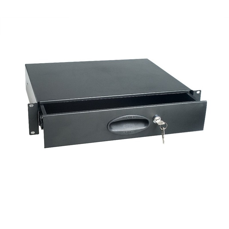 PROEL ADRK2CR CASSETTO CON CHIAVE 2 UNITA' RACK 19" IN ACCIAIO FINITURA NERO GOFFRATO