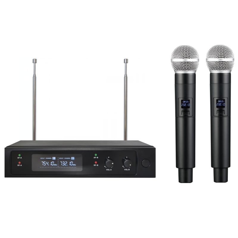 EXTREME WM2000D-V DOPPIO RADIOMICROFONO VHF PALMARE CAPSULA DINAMICA TRASMETTITORE + RICEVITORE TRUE DIVERSITY CON DISPLAY LCD