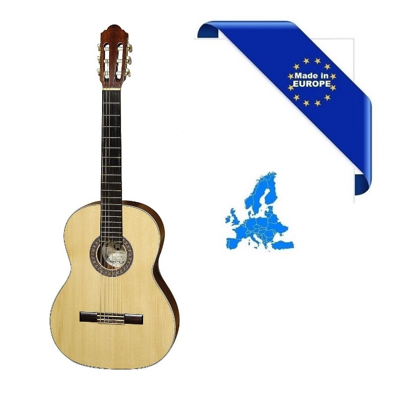 CHITARRA CLASSICA 4/4 SM30 MADE IN EUROPE TOP ABETE ROSSO MASSELLO FONDO-FASCE MOGANO ROSETTA INTARSIATA MANICO ACERO TASTIERA P