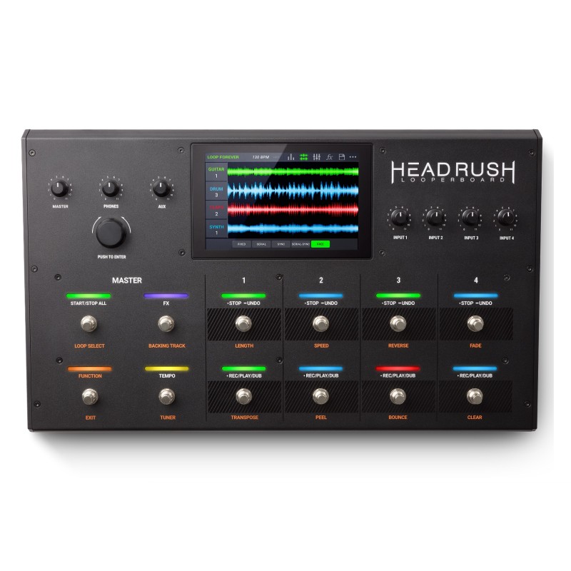 HEADRUSH LOOPERBOARD LOOPER STEREO 4 TRACCE CON DISPLAY 7" TOUCH ALTA RISOLUZIONE ED EFFETTI
