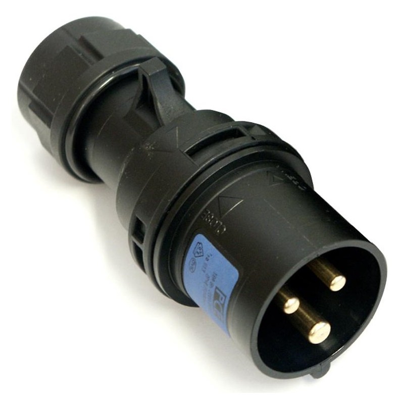 PCE-013-6X SPINA CEE 16A 3P (1P+N+T) 230V IP44 3POLI MASCHIO NERA MIDNIGHT SERIE BLACK PLUG
