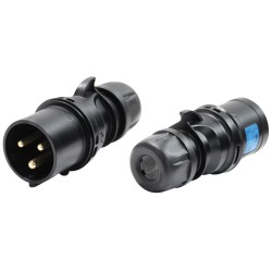 PCE-023-6X SPINA CEE 32A 3P (1P+N+T) 230V IP44 3POLI MASCHIO NERA MIDNIGHT SERIE BLACK PLUG