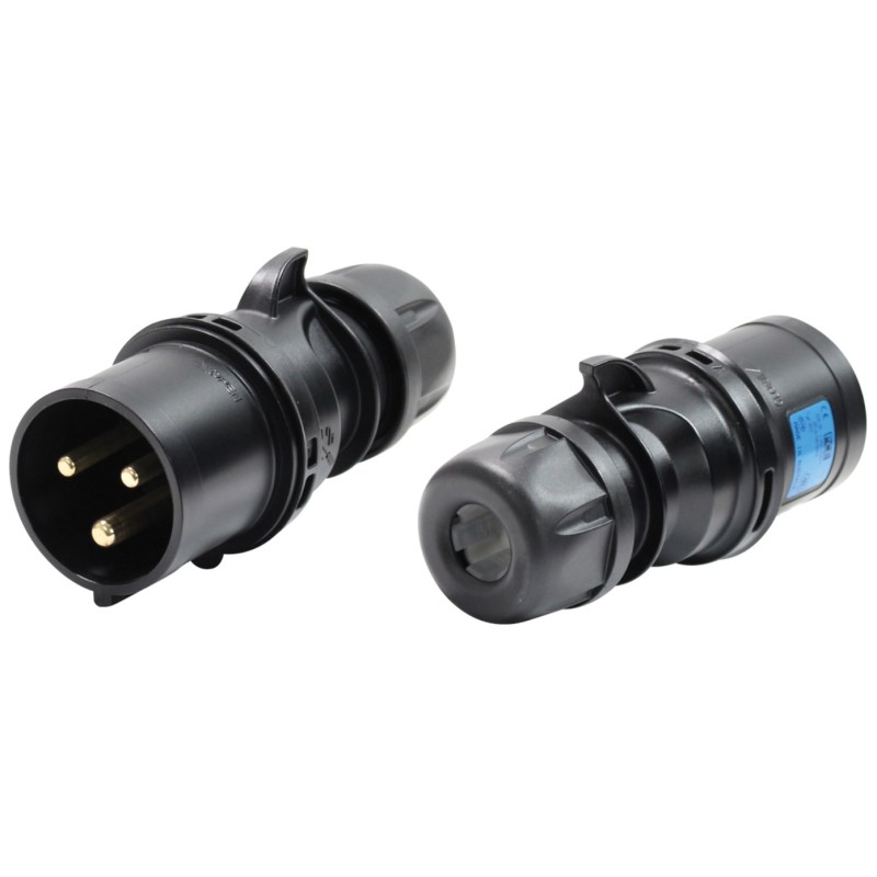 PCE-023-6X SPINA CEE 32A 3P (1P+N+T) 230V IP44 3POLI MASCHIO NERA MIDNIGHT SERIE BLACK PLUG