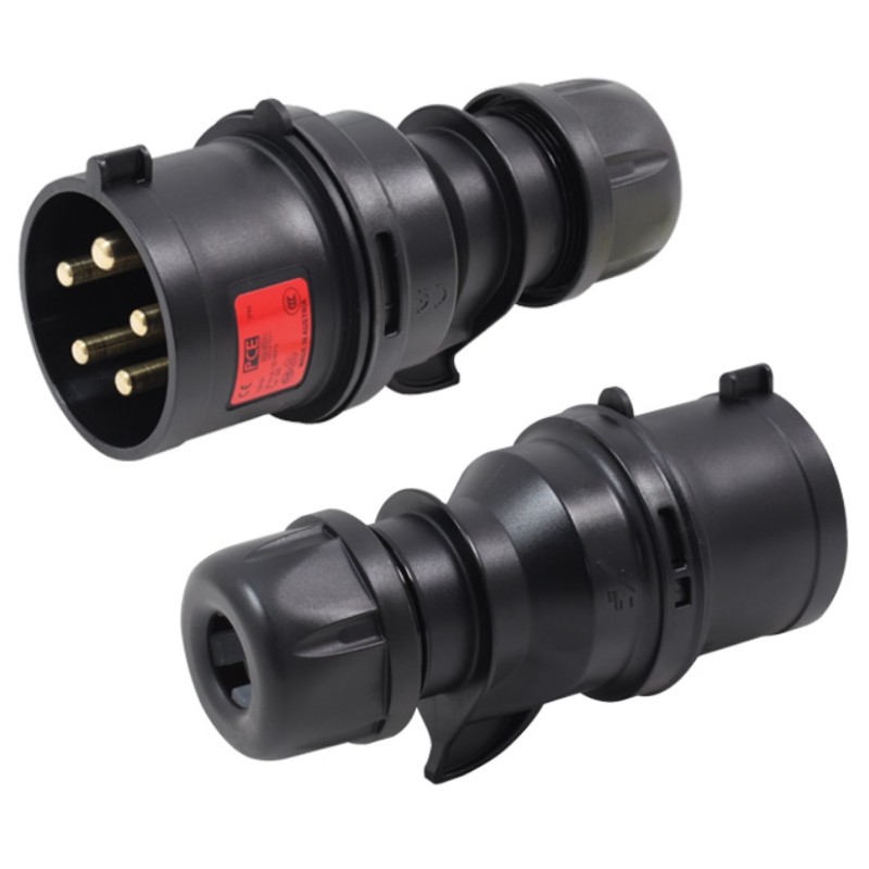 PCE-025-6XS SPINA CEE 32A 5P (3P+N+T) 400V IP44 5 POLI MASCHIO NERA MIDNIGHT SERIE BLACK PLUG
