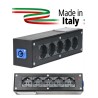 POWER-BOX NERO CIABATTA ALIMENTAZIONE PALCO MADE IN ITALY SPIA RETE INGRESSO NEUTRIK POWERCON BLU 20A 3P POWER-IN USCITE 5 SCHUK