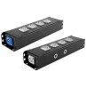 POWER-BOX NERO CIABATTA ALIMENTAZIONE PALCO POWERCON INGRESSO POWER TWIST IN BLU USCITE 4 20AMP POWER TWIST OUT GRIGIO LOOP 20A 