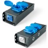 POWER-BOX NERO CIABATTA ALIMENTAZIONE PALCO POWERCON INGRESSO POWER TWIST IN BLU USCITE 2 SCHUKO OUT LOOP 20A POWER-OUT GRIGIO