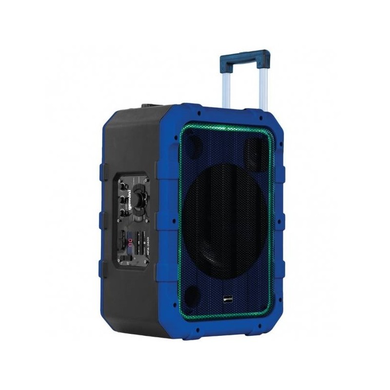 GEMINI MPA 2400 BLU CASSA ATTIVA A BATTERIA 240W CON PLAYER USB E BLUETOOTH + TROLLEY INTEGRATO COLORE BLU